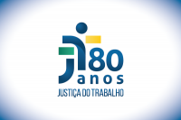 Imagem referente à logomarca de 80 anos da Justiça do Trabalho