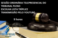 Imagem com marca do Tribunal com informação de horário
