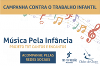 Imagem com marca do Tribunal escrito Música pela Infância - Acompanhe pelas Redes Sociais