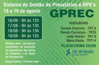 Imagem referente ao Curso GPREC , que será promovido pela EJUD16, em agosto 