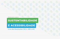 Imagem com o nome do eventonas cores verde e azul.