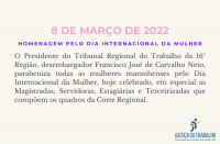 Imagem com fundo claro com texto em homenagem pelo Dia Internacional da Mulher