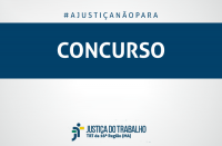 Imagem com fundo branco, com faixa azul marinho onde está escrito: CONCUrSO, na cor branca, e abaixo a logomarca da Justiça do Trabalho