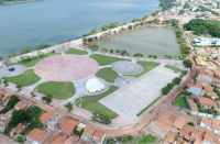 Vista área da cidade de Imperatriz com imagem da área urbana e do rio Tocantins