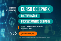 Sopreposição de arte digital em tom turquesa com informações sobre o curso de spark.