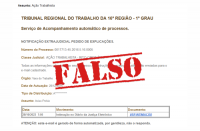 Imagem de um e-mail com um carimbo vermelho por cima, onde está escrita a palavra FALSO.