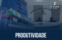 Arte com fusão das imagens da fachada do TRT-16 e do Pleno. Na parte de baixo a palavra PRODUTIVIDADE escrita com letras brancas.