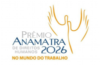 Arte com fundo branco e detalhe nas cores amarela e azul: PRÊMIO ANAMATRA 2026