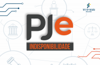 Arte feita com fundo branco e ao centro da informação: PJE INDISPONIBILIDADE.