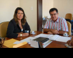 Presidente do TRT-MA, Márcia Andrea  Farias da Silva com o secretário municipal de Obras Públicas, Claudio Castelo de Carvalho