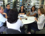 Integrantes do Comitê do Justiça Solidária durante reunião na Biblioteca do TRT