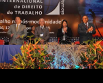 Na foto, desembargador Jamil Gedeon (TJ), ministro Brito Pereira (TST), desembargadora Márcia Andrea (TRT) e juiz Érico Cordeiro (Amatra XVI)