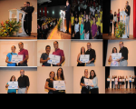 Des. James Magno na abertura da culminância; juiz Carlos Eduardo lança o TRT na Escola 2013; e magistrados e procuradora do trabalho entregam placas