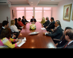 Ministro corregedor-geral ladeado por dirigentes e gestores do TRT-MA