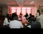 Dirigentes do TRT-MA e do CEST durante reunião para assinatura do convênio.