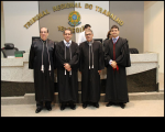 Da esq. para a dir.: os desembargadores Américo Bedê, James Magno e José Evandro, e o procurador Maurício Lima.