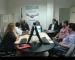 Des. James Magno (centro), juízes Manoel Veloso e Bruno Motejunas; e servidores