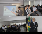 Rômulo fez a abertura dos trabalhos; juiz Bruno Motejunas e servidores da TI; representante da CPqD