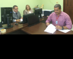 Desembargador James Magno, juíza Elbia Dowsley e secretário Marcos Pires.