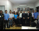 Desembargador James Magno, juiz Reinaldo Pinto e servidores da Corregedoria e VT de Bacabal