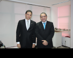 Desembargador James Magno e o procurador-geral do Estado Rodrigo Rocha durante visita institucional