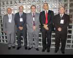 (Da esquerda para a direita) Advogados Carlos Couto e Pedro Duailibe; desembargador James Magno; juízes Eduardo Mesquita e Saulo Fontes.