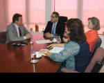 Desembargadores Gerson de Oliveira e James Magno (gravata azul); Diretora-geral, Adriana Albuquerque (blusa laranja) e secretária Flávia Cordeiro.