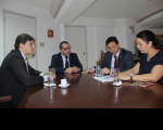 Des. James Magno recebeu o procurador-geral Rodrigo Rocha ao lado dos juízes Bruno Motejunas e Gabrielle Boumann