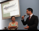 Juiz Paulo Fernando da Silva dos Santos Júnior (coordenador da Escola Judicial) apresenta a palestrante, juíza Angelina Moreira.