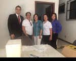 Juiz Inaldo André Terças Santos e a diretora de secretaria Luiza Helena Braga Soares receberam equipe de imunização do município de Açailândia