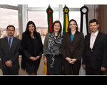 Juiz Eduardo, juíza Márcia, desembargadora Beatriz, juíza Núbia e juiz Luís Henrique
