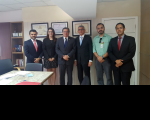 Da esq. para direita: Marco Antônio Lara e Taís Portelada; desembargador Gerson de Oliveira; procurador Roberto Magno; Edinardo Nascimento; e Romulo de Faria