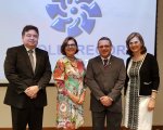 Da esquerda para a direita: desembargadores Wolney Cordeiro (TRT13-PB), Beatriz Theodoro (TRT23-MT), James Magno (presidente do COLEPRECOR) e Lourdes Leiria (TRT12-SC).