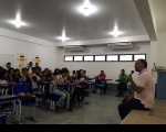 Juiz Gustavo em bate-papo com alunos da Escola Municipal Miritiua