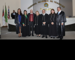 Procuradora Virgínia; desembargadores Márcia Andrea, Américo Bedê e Ilka Esdra; presidente JamesMagno; desembargadores Solange Castro e Gerson de Oliveira