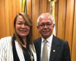 Desembargadora Solange de Castro Cordeiro e o ministro João Batista Brito Pereira na reunião do Coleprecor