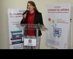 Desembargadora Solange de Castro Cordeiro fez a abertura da solenidade de lançamento do Projeto Carrinho da Leitura na sede do Tribunal