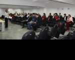 Desembargadora presidenta do TRT-MA em reunião com os juízes de 1ª Instância.