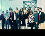 Juíza Liliana Bouéres, superintendente Léa Cristina e demais representantes de entidades que assinaram o acordo