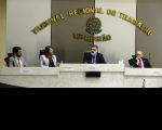 Luciano Aragão (procurador do Ministério Público do Trabalho no Maranhão-MPT/MA), desembargadora Solange Castro Cordeiro (presidenta do TRT-MA), ministro Lelio Bentes (corregedor-geral da JT) e Rogério Ribeiro (diretor de Secretaria da Corregedoria-Geral).