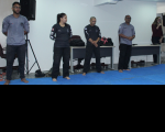 Amanda recepcionou as participantes do curso e apresentou a equipe de instrutores