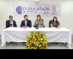 Mesa de honra: juízes Rogério Pinheiro e Paulo Fernando, desembargadora Márcia Andrea e juíza Ângela Luna.