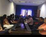 O corregedor Américo Bedê, o juiz Carvalho Neto, e servidores durante leitura da ata de correição