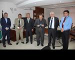 Da esquerda para direita: Carlos César Pinto Reis, secretário geral da Presidência; Manoel Pedro Oliveira Castro Neto, diretor geral; desembargador José Evandro de Souza, o vice-presidente e corregedor do TRT-MA; José Maria Lusquinhos dos Santos, coordenador de Gestão de Pessoas; desembargador Américo Bedê Freire, presidente do TRT-MA; e Stanley Araujo de Sousa, novo gestor da CTIC. 