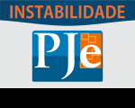Palavra INSTABILIDADE acima da logomarca do PJe.