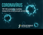 Imagem e nome do Coronavírus em azul turquesa sobre fundo azul escuro.