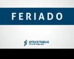 Imagem com fundo azul com uma faixa azul com o nome feriado em letras branas