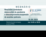Imagem em fundo azul claro com informações sobre webnário da Escola Judicial do TRT16 em letras azul escuro