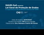Imagem em fundo azul com os dizeres Lei Geral de Proteção de Dados - A experiência da auditoria interna do Tribunal de Justiça da Paraíba