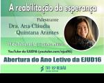 Imagem com fundo verde e com informações da palestra "A reabilitação da Esperança"
